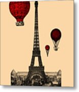 The Eiffel Tower With Red Balloons Metal Print