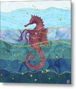 The Fantastic Seahorse In The Ocean - A Surrealist Hippocampus Horse Metal Print