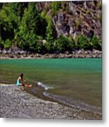 The Girl At The Shore Metal Print