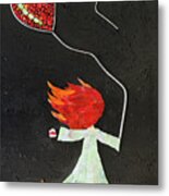 The Girl With Two Balloons And Two Small Dogs Metal Print