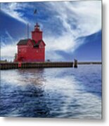 The Holland Harbor Lighthouse Inlet Metal Print