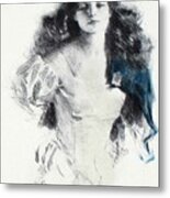 The Lady Of The Lake Drawing Illustration Howard Chandler Christy 1910 Metal Print