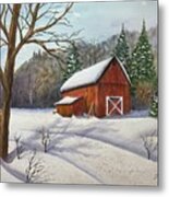 The Little Red Barn Metal Print