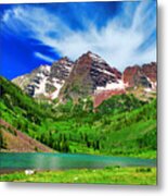 The Majestic Maroon Bells With Tiny Tourists Metal Print