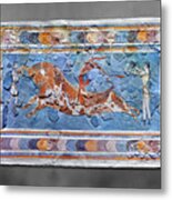 The Minoan Bull Leaping Fresco - Heraklion Archaeological Museum Metal Print