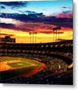 The Oakland-alameda County Coliseum In Sunset Light Metal Print