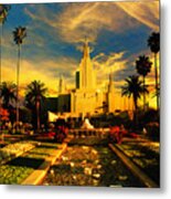 The Oakland California Temple In Sunset Light Metal Print