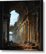 The Old Temple By Hubert Robert Old Masters Fine Art Reproduction Metal Print