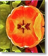 The Orange Centered Flower Core Metal Print