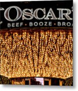 The Plaza Casino Oscars Lights And Sign At Night Metal Print