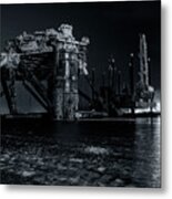 The Rig Black And White Metal Print
