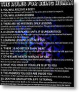 The Rules For Being Human Metal Print