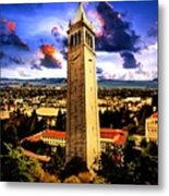 The Sather Tower And A A View To Berkeley Campus, Downtown Berkeley And San Francisco Bay At Sunrise Metal Print