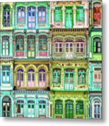 The Singapore Shophouse, In Green Metal Print