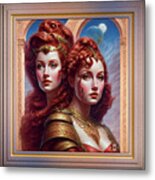 The Sisters Red Ai Art By Xzendor7 Metal Print