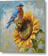 The Sunflower And The Bluebird Metal Print