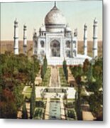 The Taj Mahal - Circa 1900 Photochrom Metal Print