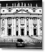 The Vatican From St. Peter's Sqaure Black And White Metal Print