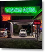 The Wigwam Motel Neon Metal Print