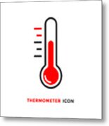 Thermometer Icon Vector Design On White Background. Metal Print
