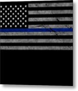 Thin Blue Line Us Flag Metal Print