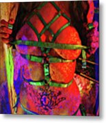Tied To Her Desire Stained Glass Metal Print