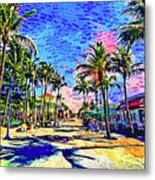 Times Square, Fort Myers, At Sunrise - Impressionist Painting Metal Print