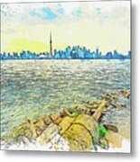 Toronto Skyline At Sunset, Ca 2021 By Ahmet Asar, Asar Studios Metal Print