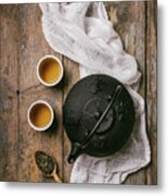 Traditional Japanese Tea From Above. Still Life. Metal Print