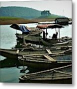 Traditional Wooden Boats In Vietnam Metal Print