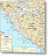 Transportation Map Of Croatia, 2001 Metal Print
