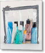 Travel Toiletries In Clear Plastic Bag Metal Print