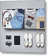 Traveler's Accessories And Clothes Metal Print