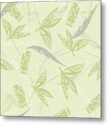 Tribal Leaves, Drums, And Feathers Pattern Metal Print