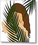 Tropical Reverie 2 - Modern, Minimal Illustration - Girl And Palm Leaves - Aesthetic Tropical Vibes Metal Print