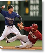 Troy Tulowitzki And Martin Prado Metal Print