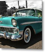 Turquoise And White '56 Chevy Bel Air Metal Print