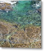 Turquoise Blue Water And Rocks On The Coast Metal Print