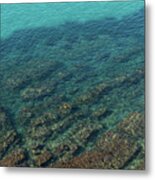Turquoise Sea Water In A Rocky Cove 2, Mediterranean Sea Metal Print