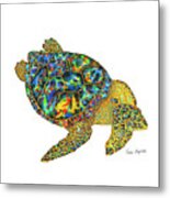 Turtle In White Background. Metal Print