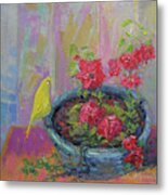 Tweetee And Petunias Metal Print