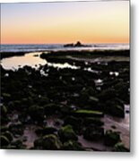 Twilight And Rocks In Gale Beach Metal Print