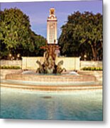 Twilight Panoram Of Littlefield Fountain At The University Of Texas - Travis County Downtown Austin Metal Print