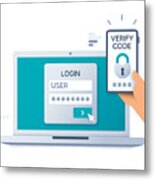 Two Factor Multi-factor Authentication Security Concept Metal Print