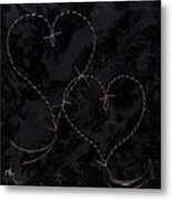 Two Hearts Barbed Violet Metal Print