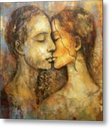 Two Lovers 20 Gold And Brown Metal Print