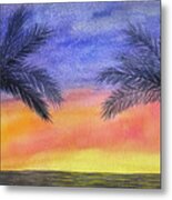 Two Palm Trees At Sunset Metal Print