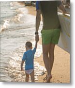 Two Surfers On The Beach Metal Print