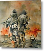 Ukraine Warriors Abstract Watercolor Metal Print