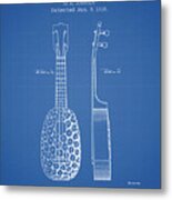 Ukulele Blue Patent Metal Print